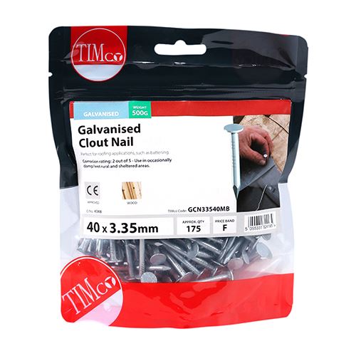 TIMCO Clout Nail - Galvanised 40 x 3.35 Pack 0.5