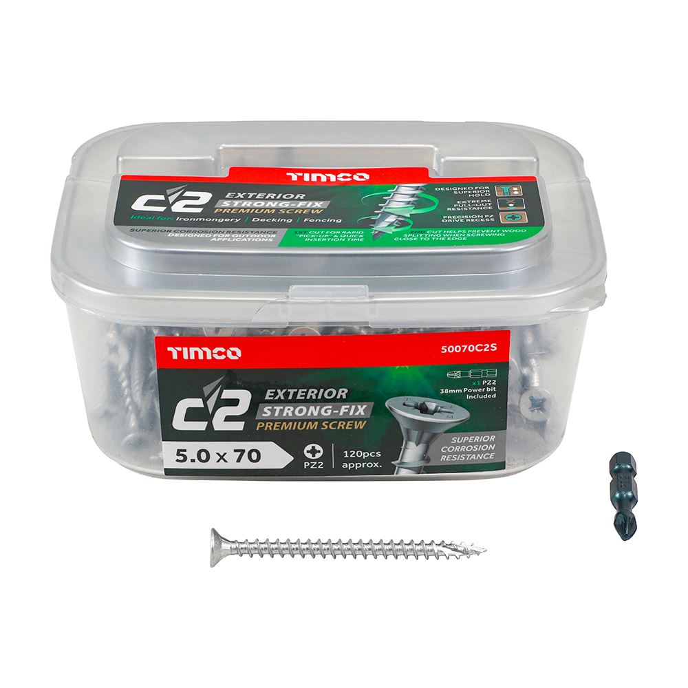 TIMCO C2 Strong-Fix Exterior PZ2 CSK 5.0 x 70 Silver Pack 120