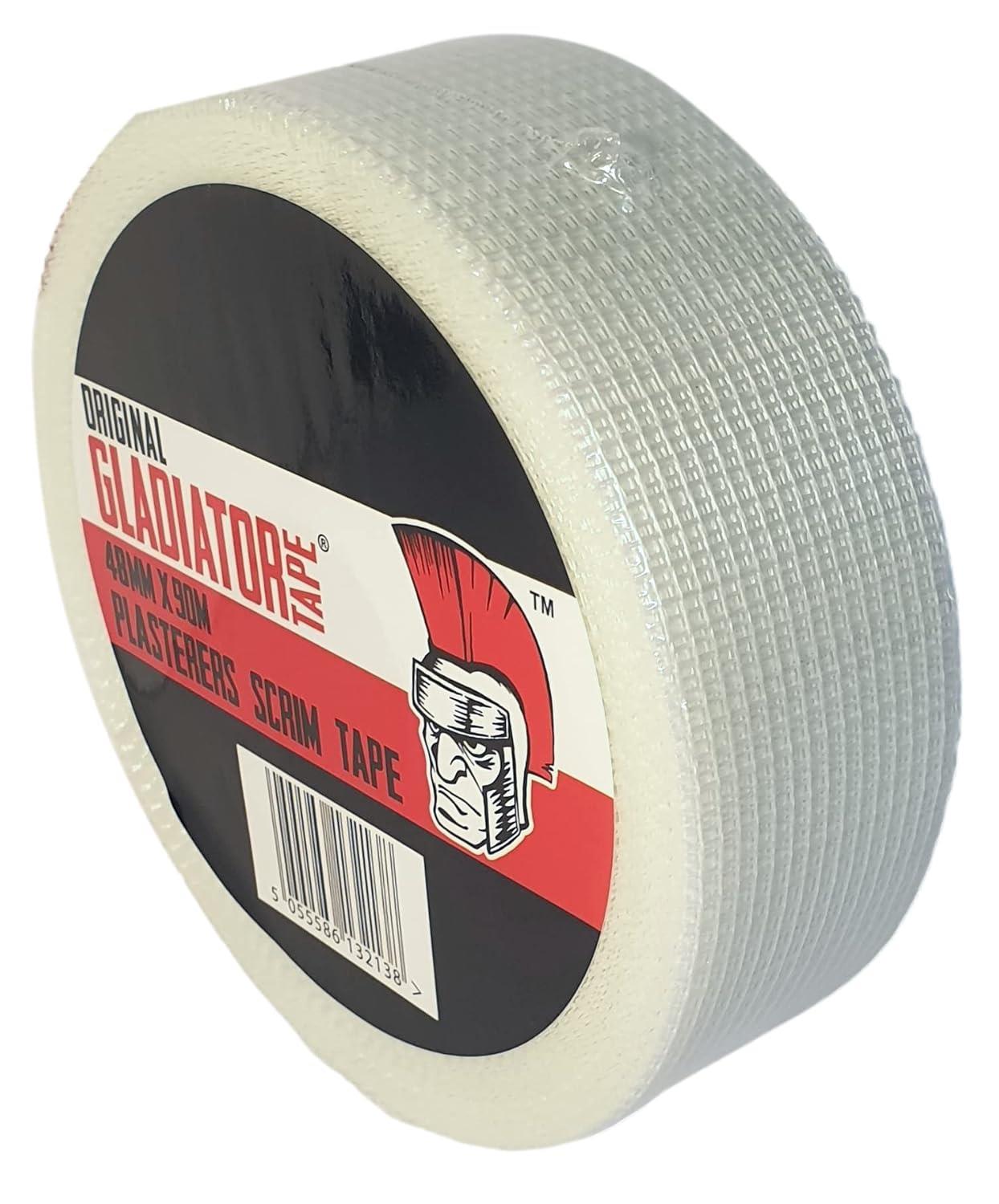 Scrim Tape, 48mm x 90m Self-Adhesive Plasterboard Fibreglass Joining and Plastering Mesh Tape, Patching Holes Ceiling and Drywall Tape
