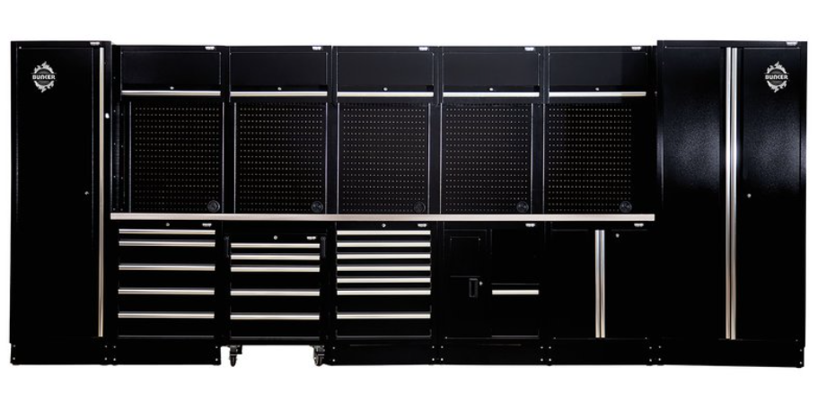 BUNKER 25 Piece Modular Storage Combo with Stainless Steel Worktop 4915mm