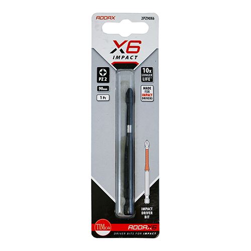 TIMCO X6 Impact Pozi Driver Bit No.2 x 90 Pack 1
