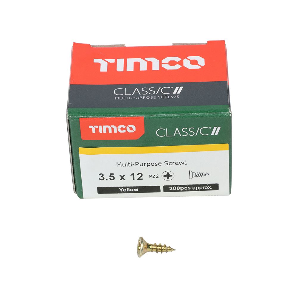 TIMCO Classic Screw PZ2 CSK ZYP 3.5 x 12 Gold Pack 200