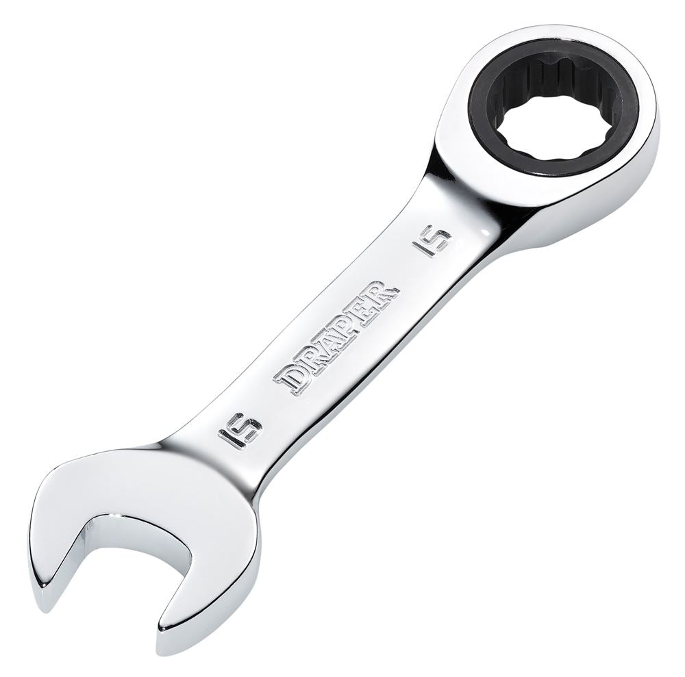 Draper 15MM STUBBY RATCHETING SPANNER 27909 27909 HI-TORQ® Metric Stubby Ratchet Combination Spanner