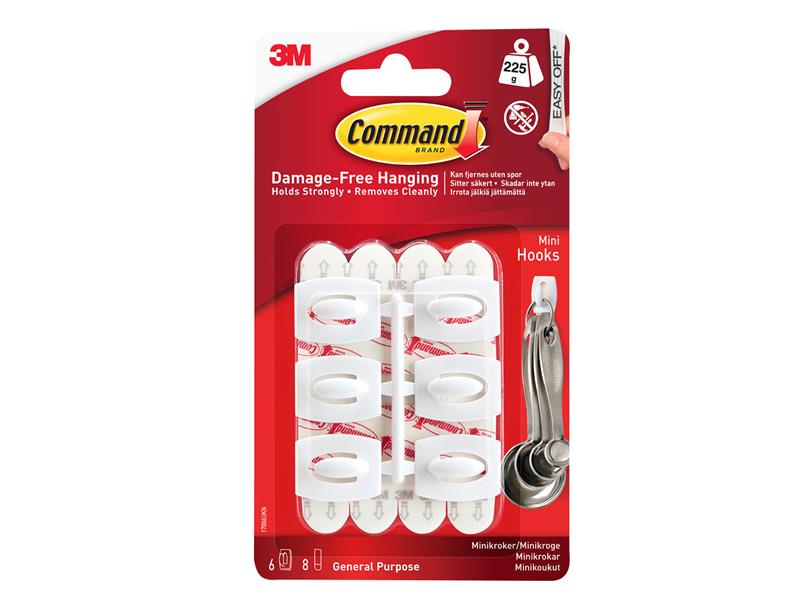 Command� 17006 White Mini Hooks (Pack 6)