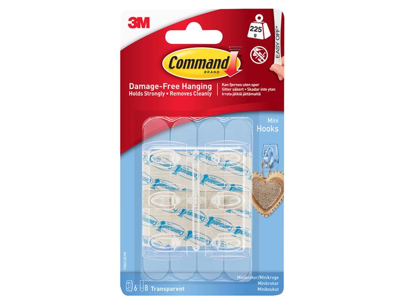 Command� 17006CLR Clear Mini Hooks (Pack 6)