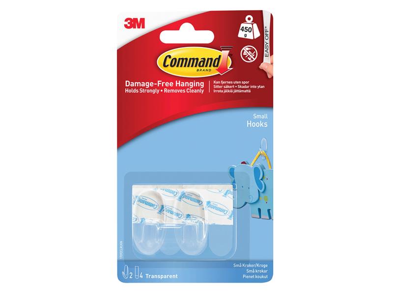Command� 17092CLR Clear Hooks with Clear Strips, Small (Pack 2)