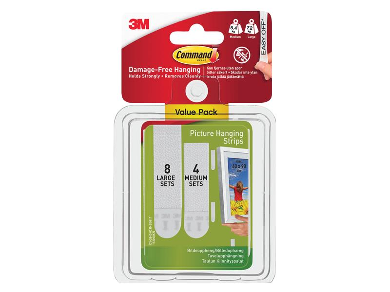 Command� 17209 Picture Hanging Strips Set, Medium & Large (Pack 12)
