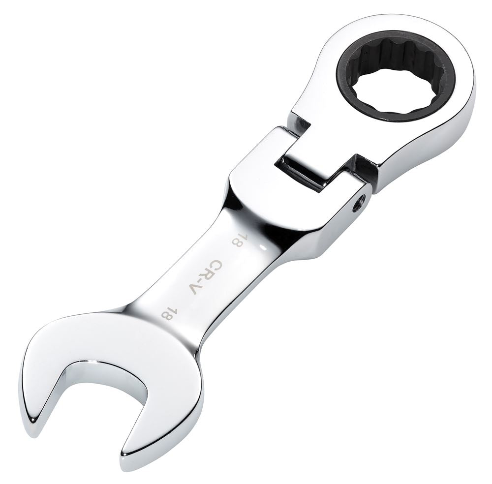 Draper 18MM STUBBY FLEX RACT. SPANNER 27979 27979 HI-TORQ® Metric Stubby Flexible Head Ratchet Combination Spanner
