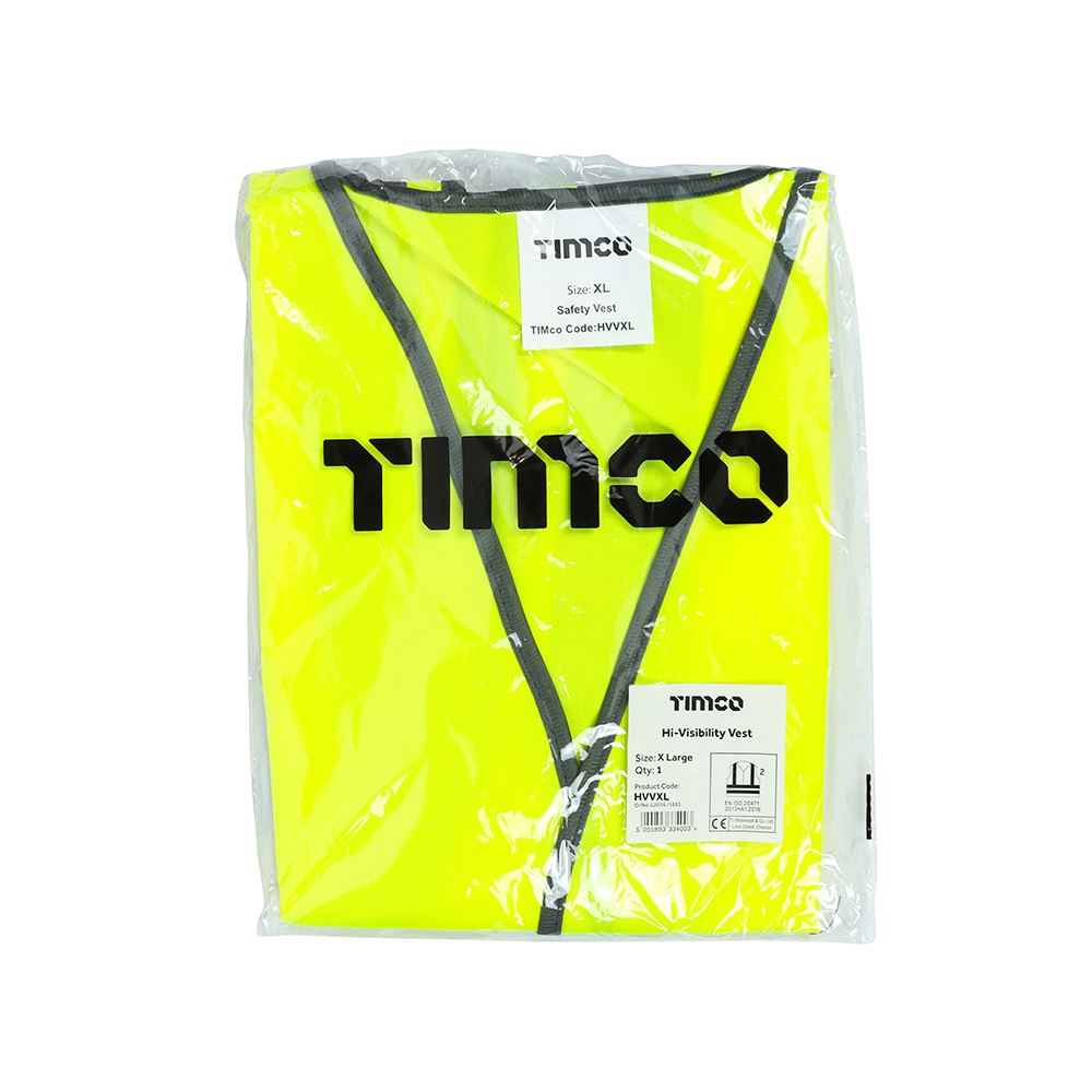 TIMCO Hi-Vis Vest Yellow X Large Pack 1