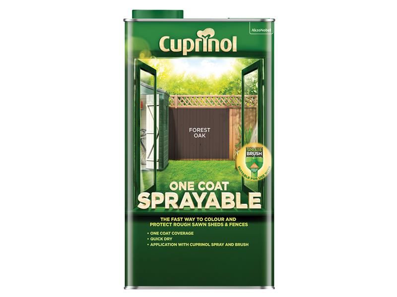 Cuprinol 5355972 One Coat Sprayable Fence Treatment Forest Oak 5 litre
