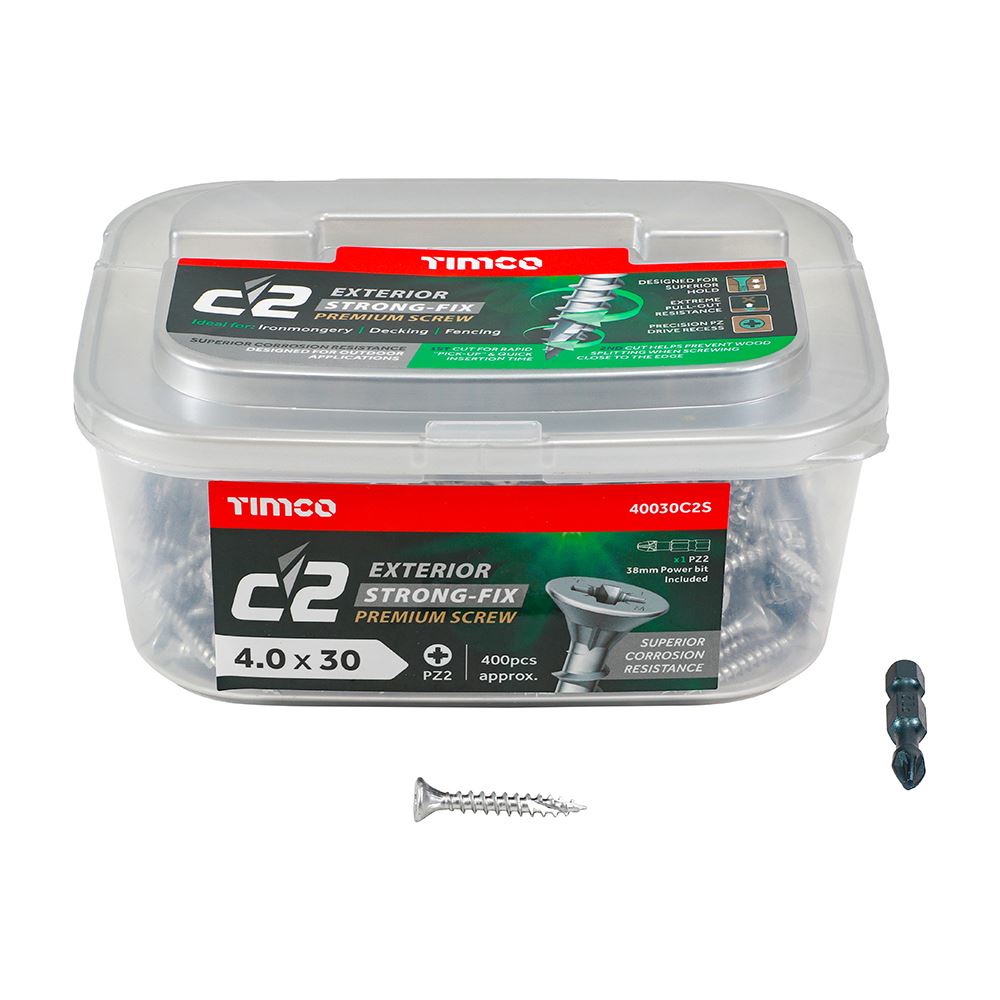 TIMCO C2 Strong-Fix Exterior PZ2 CSK 4.0 x 30 Silver Pack 400