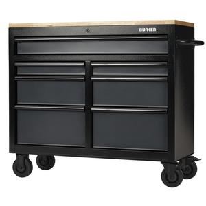 BUNKER 7 Drawer Workbench Roller Tool Cabinet, 41", Grey