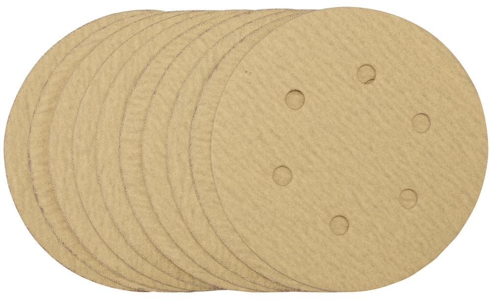 Draper 150MM GOLD SANDING DISC 180G 64240 64240 Gold Sanding Discs with Hook & Loop, 150mm (Pack of 10)