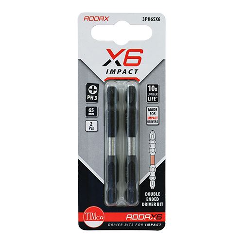 TIMCO X6 Double Ended Phillips Bit No.3 x 65 Pack 2