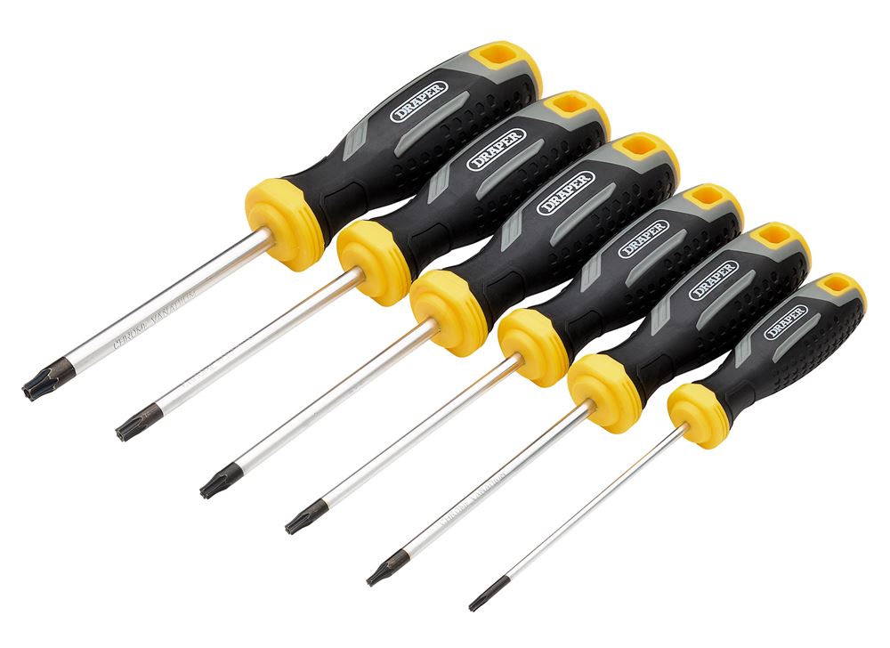 Draper SET 5 - 6PC SET - TAMPER-RESIS Tamperproof Soft Grip Screwdriver Set (6 Piece)