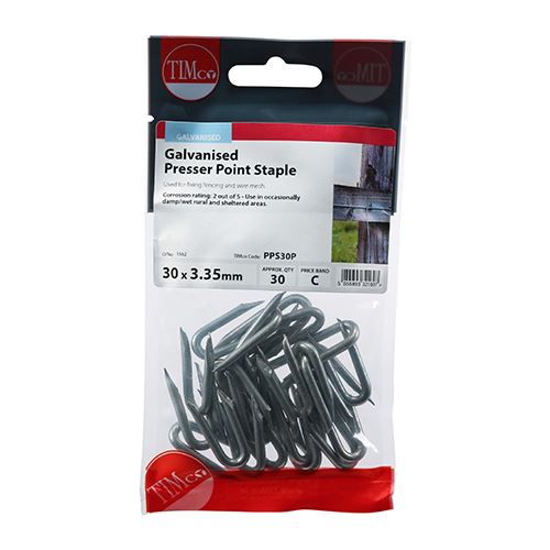 TIMCO Presser Point Staple - Galv 30 x 3.35 Pack 30