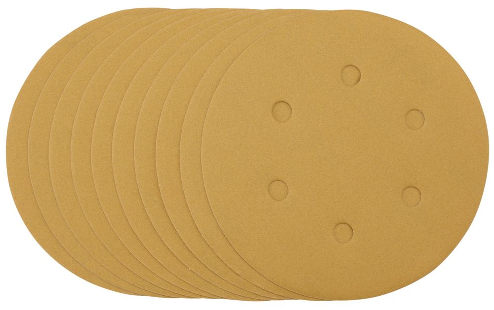 Draper 150MM GOLD SANDING DISC 320G 64265 64265 Gold Sanding Discs with Hook & Loop, 150mm (Pack of 10)