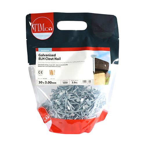 TIMCO Clout Nail ELH - Galvanised 30 x 3.00 Pack 2.5