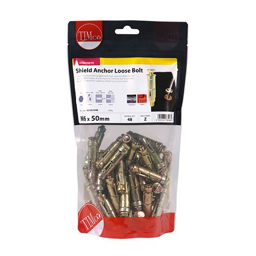TIMCO Shield Anchor Loose Bolt - ZYP M6:10L (M6 x 50) Gold Pack 48