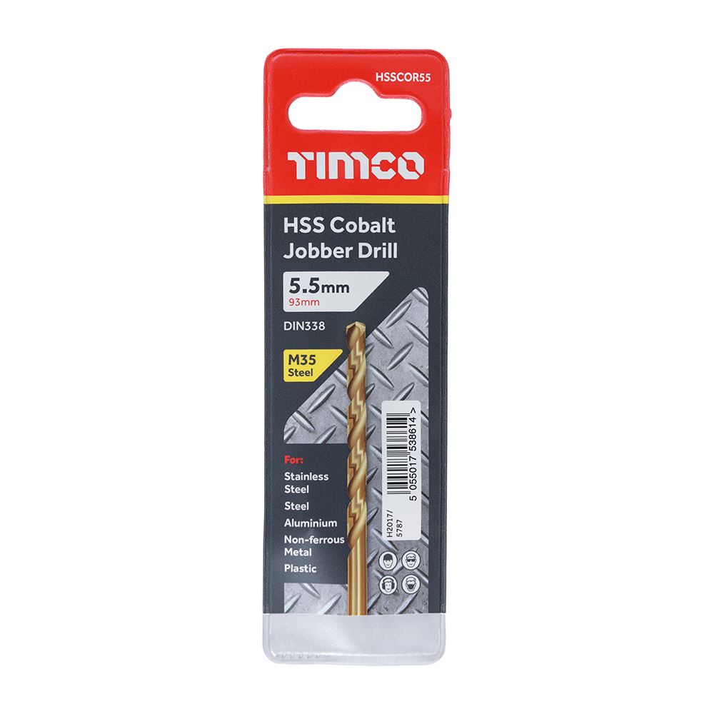 TIMCO HSS-CO Jobber Drill Bit Cobalt 5.5mm Pack 1