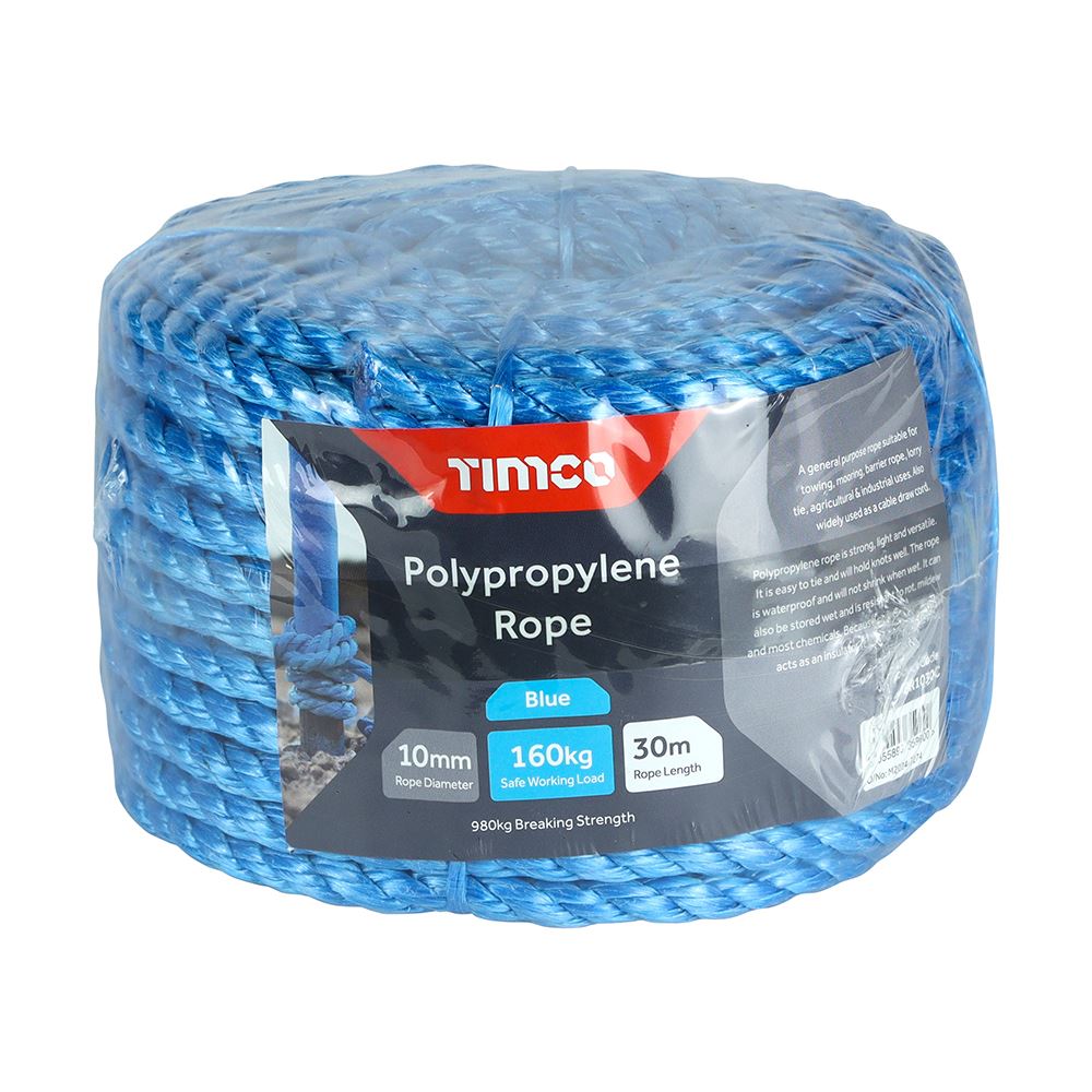 TIMCO Blue Poly Rope - Coil 10mm x 30m Blue Pack 1