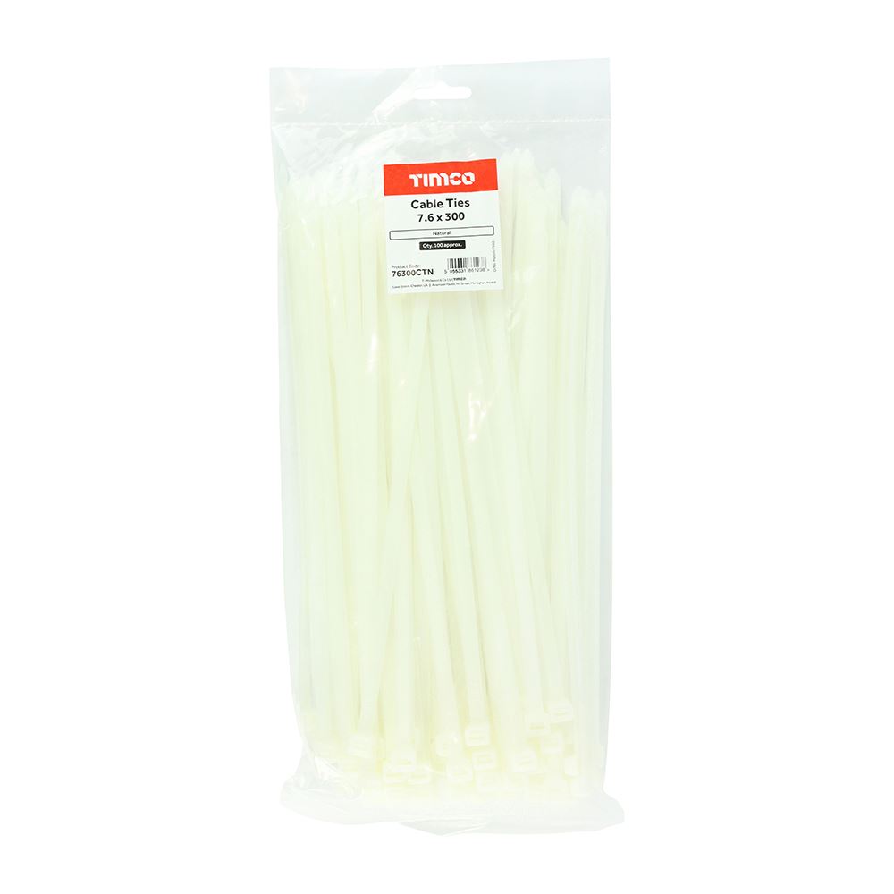 TIMCO Cable Tie Natural 7.6 x 300 Pack 100