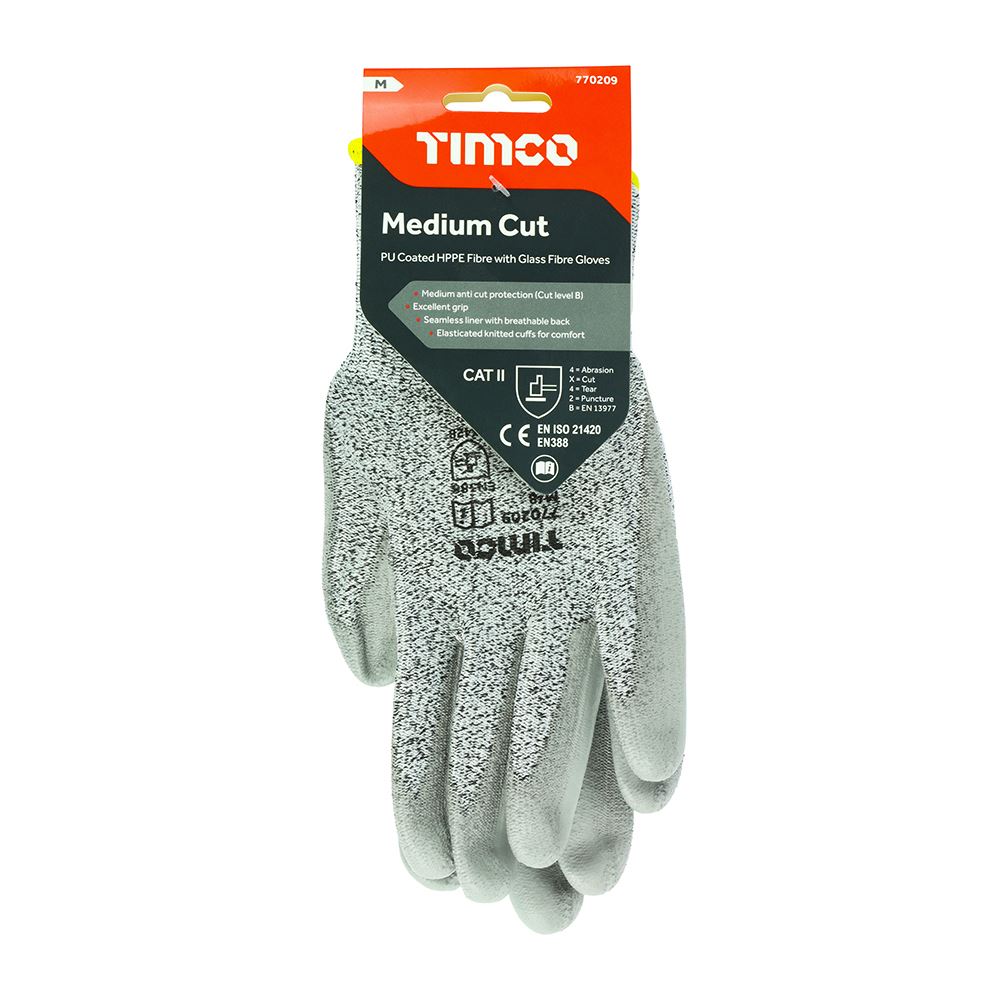 TIMCO Medium Cut B Glove PU Medium Pack 1