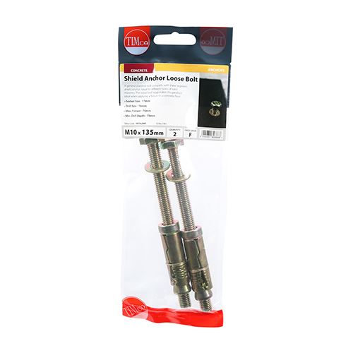 TIMCO Shield Anchor Loose Bolt - ZYP M10:75L (M10 x 135) Gold Pack 2