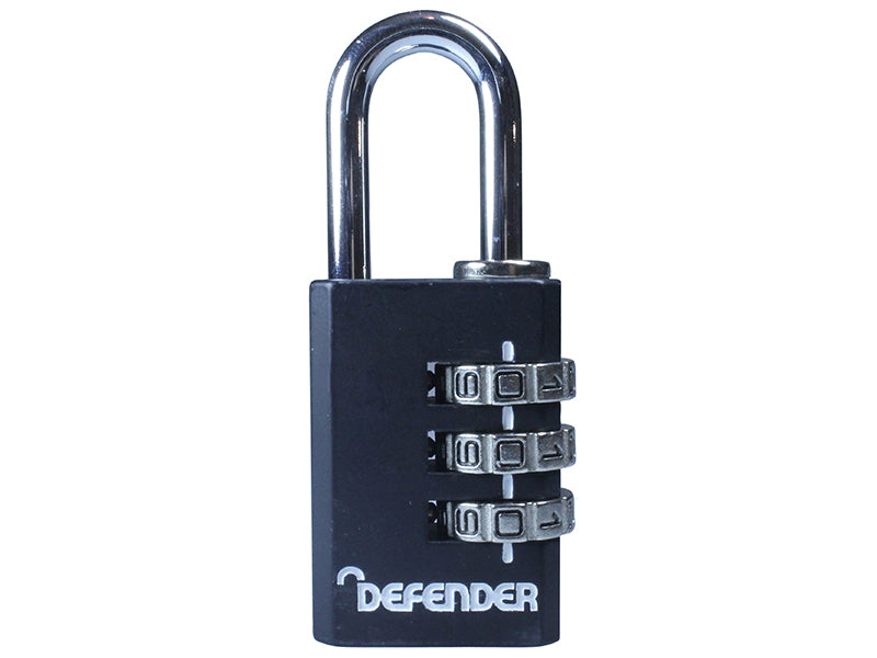 DEFENDER DFCOMBI30 Black Die-Cast Combination Padlock 30mm