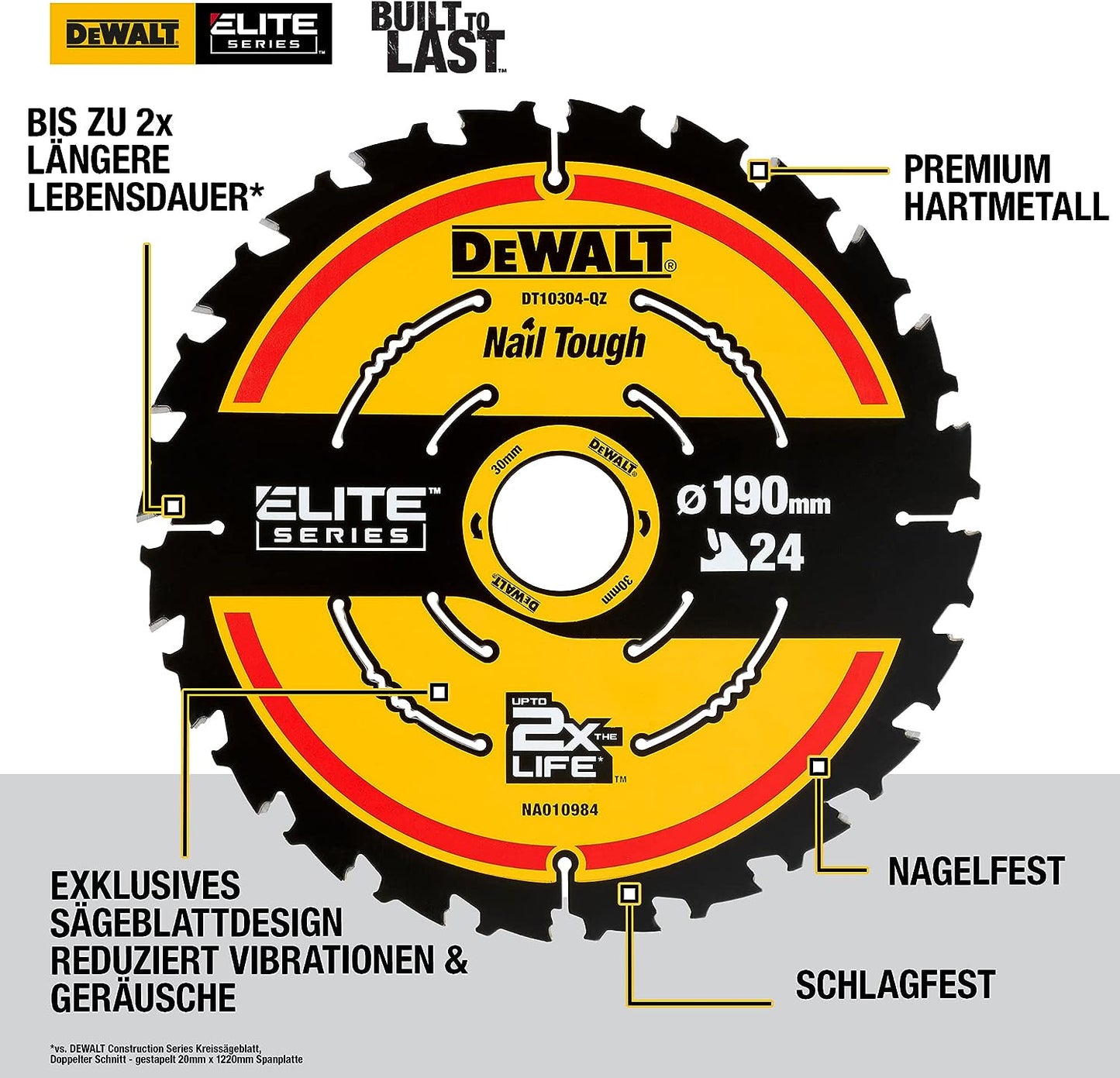 DeWalt DT10304-QZ 190 x 30mm 24-Tooth Corded Extreme Framing Circular Saw Blade