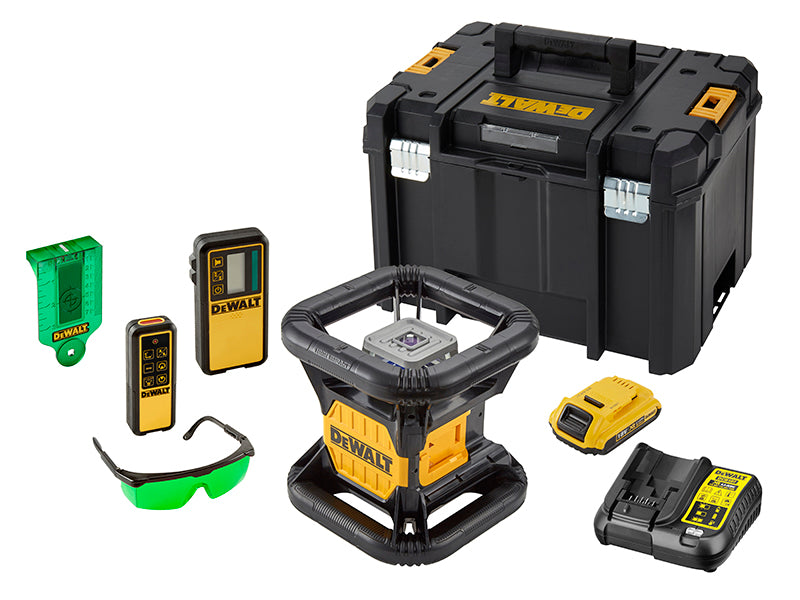 DEWALT DCE079D1G-GB DCE079D1G Green Rotary Laser Kit 18V 1 x 2.0Ah Li-ion