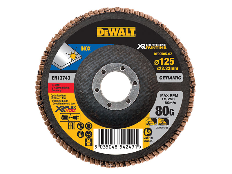 DEWALT DT99585-QZ FlexVolt XR Flap Disc 125mm 80G
