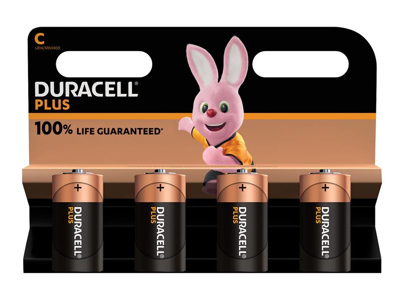 Duracell S18712 C Cell Plus Power +100% Batteries (Pack 4)