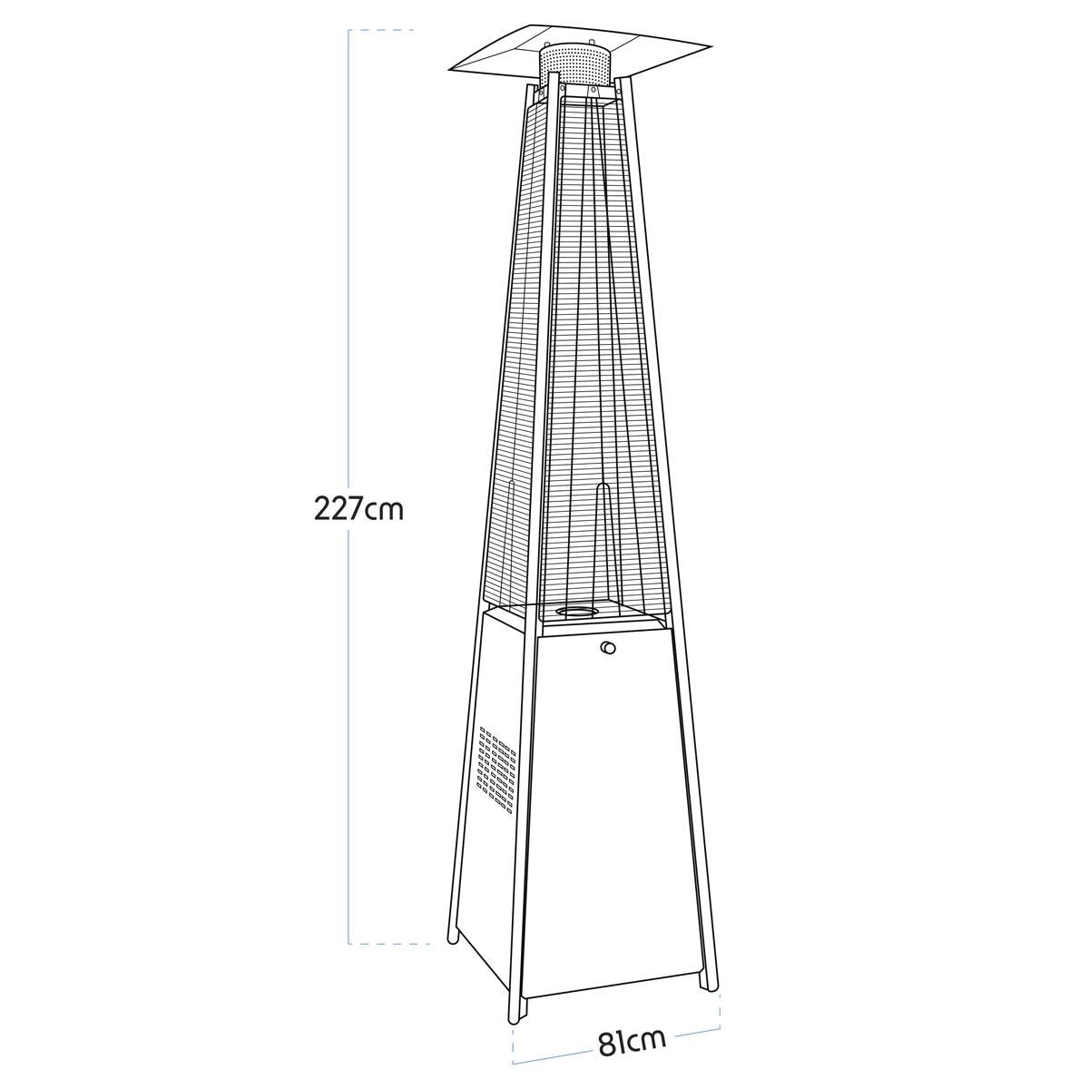 Dellonda DG98 Pyramid Gas Outdoor Garden Patio Heater 13kW Commercial & Home Use | Tip-Over Switch, Adjustable | Innovative design of Gas Flame