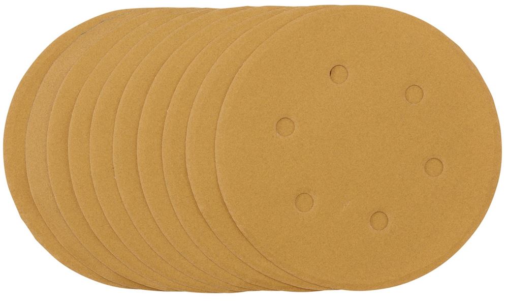 Draper 150MM GOLD SANDING DISC 240G 64257 64257 Gold Sanding Discs with Hook & Loop, 150mm (Pack of 10)