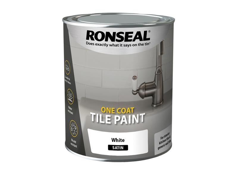 Ronseal 37683 One Coat Tile Paint White Satin 750ml