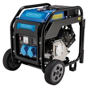 98683 Draper Petrol Open Frame Inverter Generator with Wheels, 3800W PG4000 Work Light Power Generators (L) 500 x (W) 350 x (H) 485mm Professional T