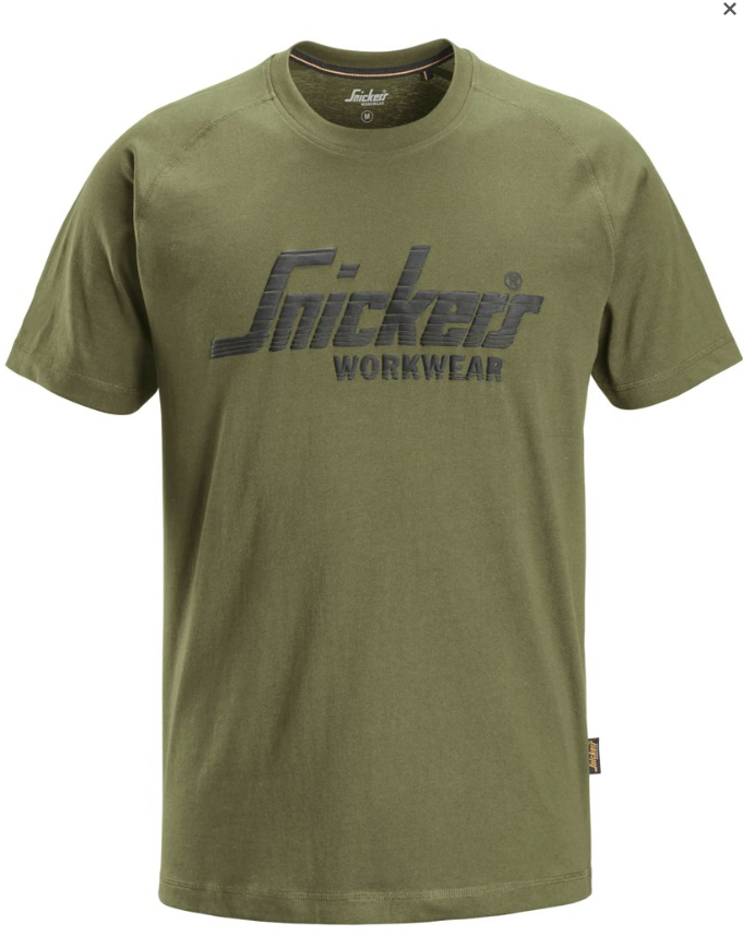 Snickers Logo T-shirt Khaki Green, sz L