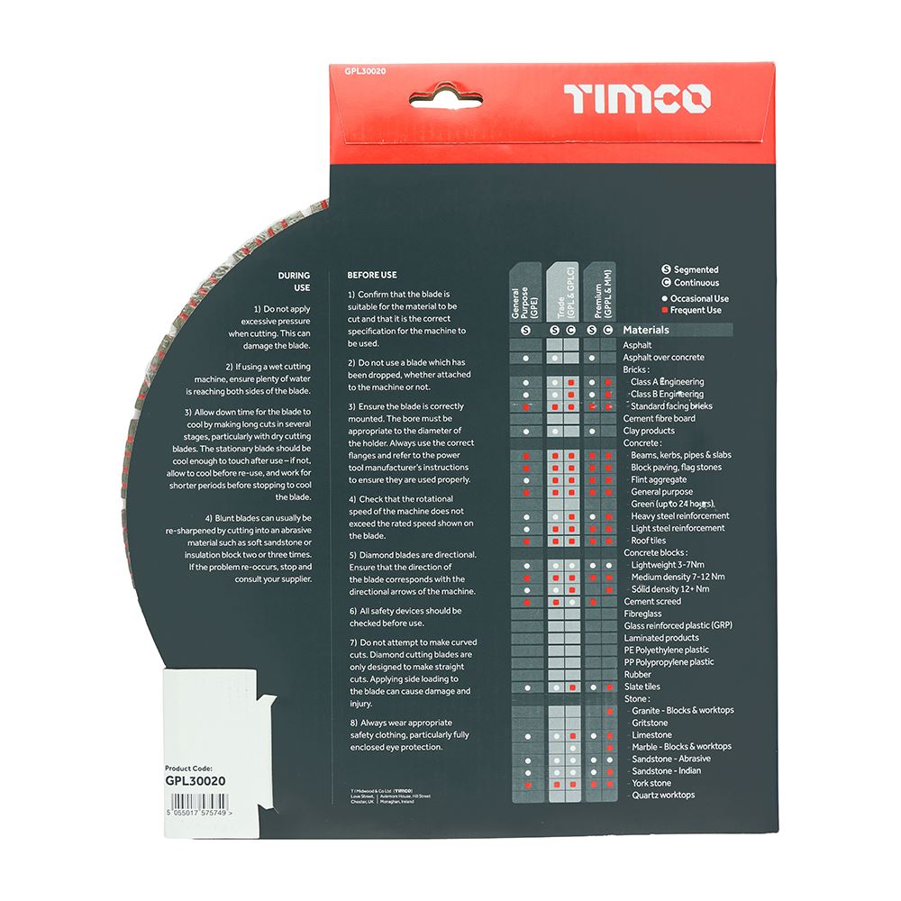 TIMCO Trade Diamond Blade Seg 300 x 20.0 Pack 1