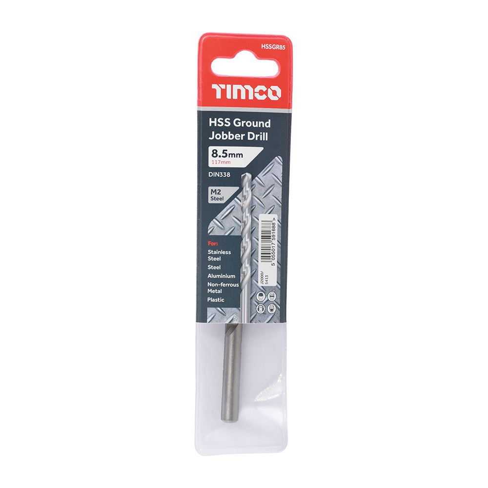 TIMCO HSS-G Jobber Drill Bit M2 8.5mm Pack 1