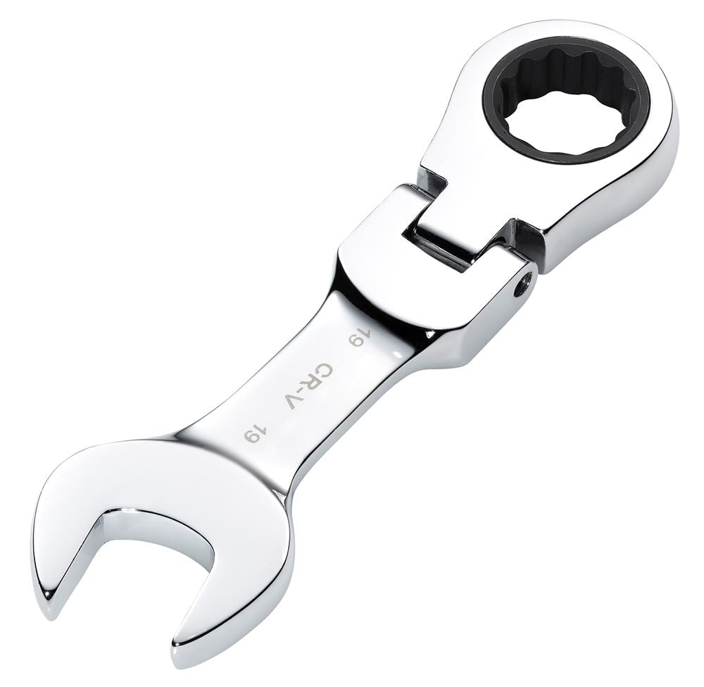 Draper 19MM STUBBY FLEX RACT. SPANNER 27981 27981 HI-TORQ® Metric Stubby Flexible Head Ratchet Combination Spanner