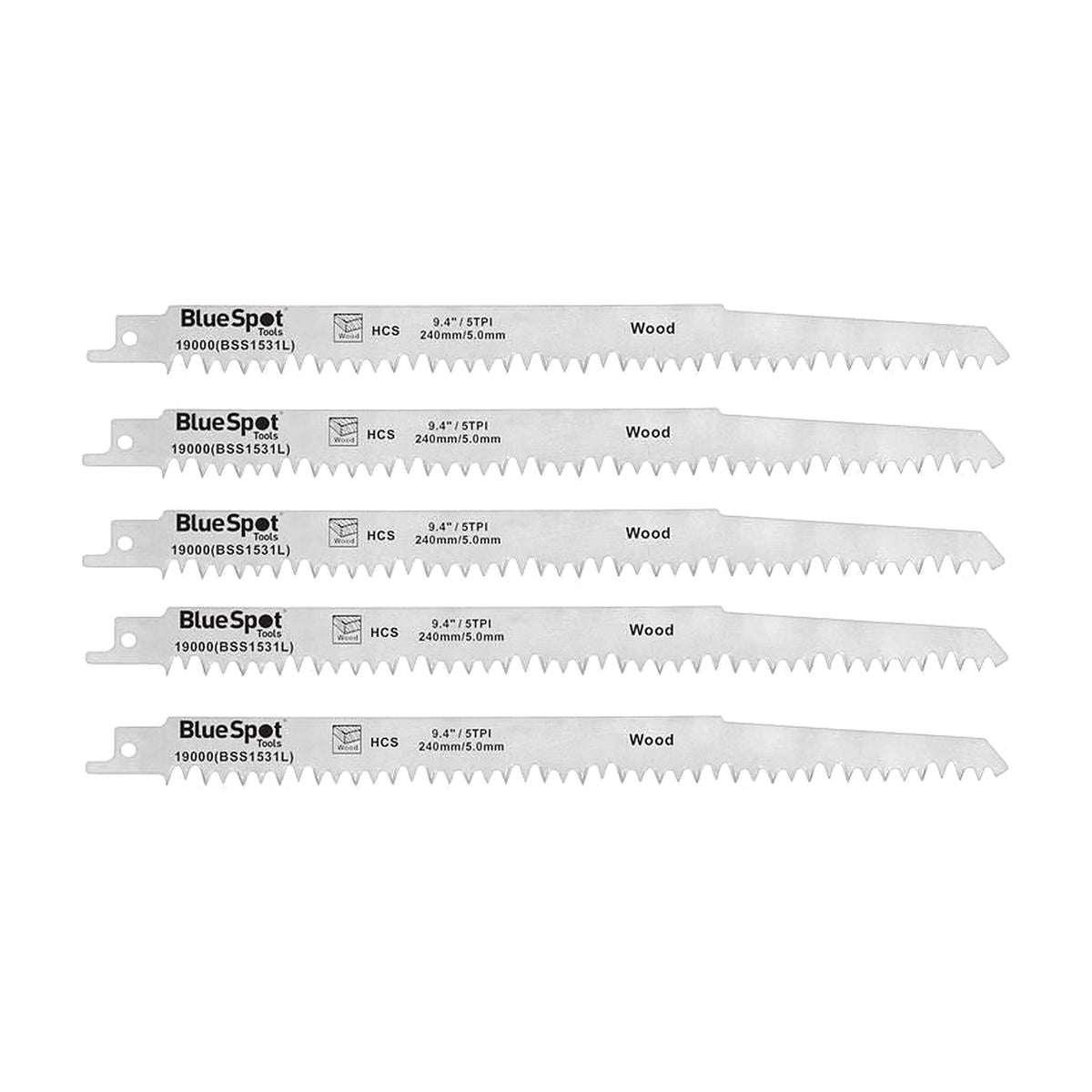 B/S HCS Reciprocating Saw Blade 240mm x 5 TPI Pack of 5