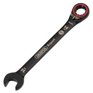 Draper 14MM REVERS. RATCHET SPANNER 03904 HI-TORQ® Metric Reversible Ratchet Combination Spanners, Black