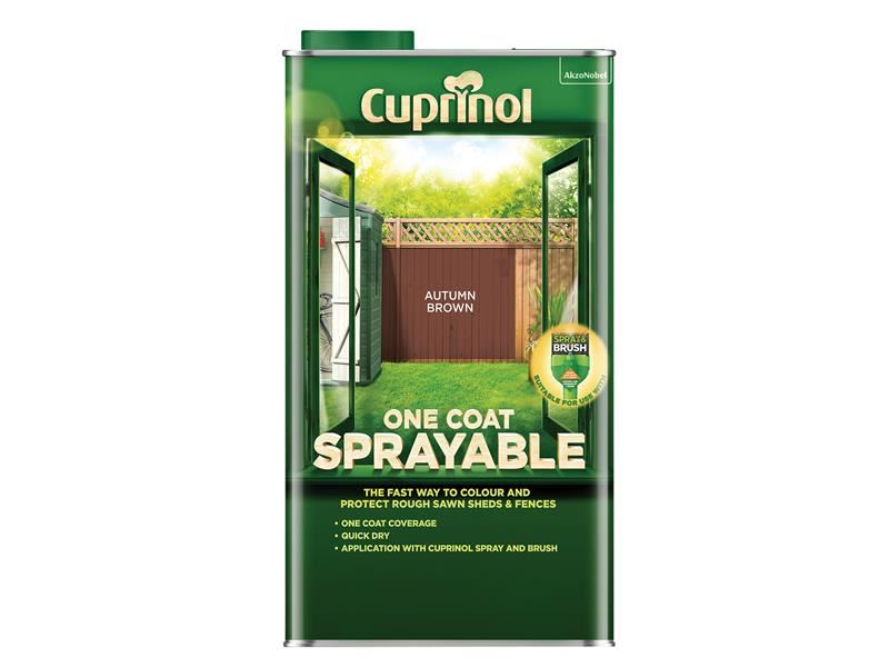 Cuprinol 5355968 One Coat Sprayable Fence Treatment Autumn Brown 5 litre