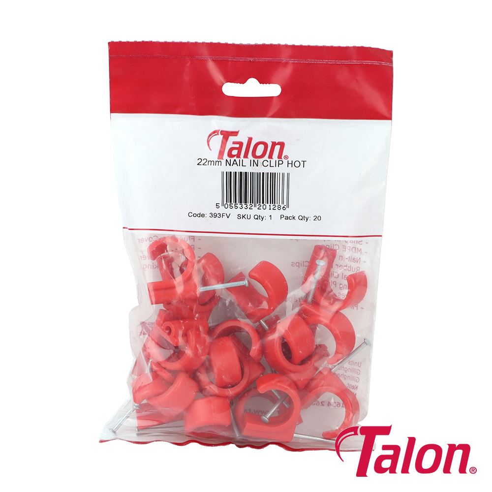 TIMCO Nail In Pipe Clip - Red 22mm Red Pack 20