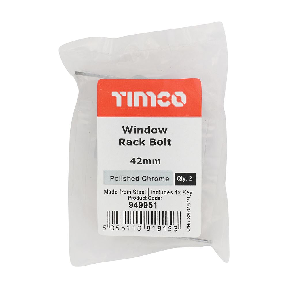 TIMCO Window Rack Bolt Pol. Chrome 42mm Pack 2