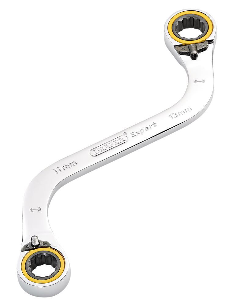 Draper 11X13MM S RATCHET SPAN 03943 HI-TORQ® Double Ring Ratchet S-Shape Spanners