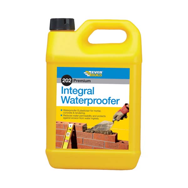 Everbuild 202 Integral Liquid Waterproofer Additive Mortar Rendering 5 Litre