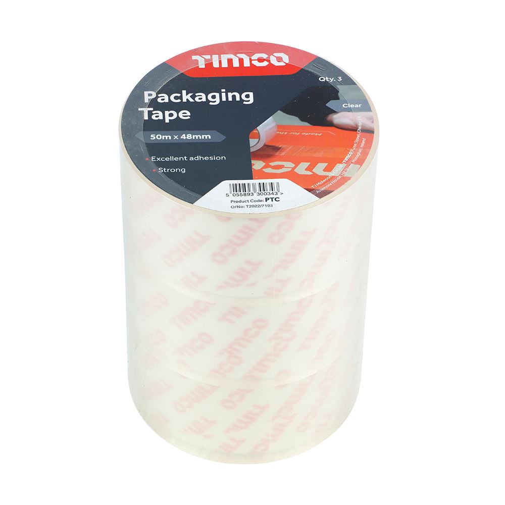 TIMCO Packaging Tape Clear Clear 50m x 48mm Pack 3.0