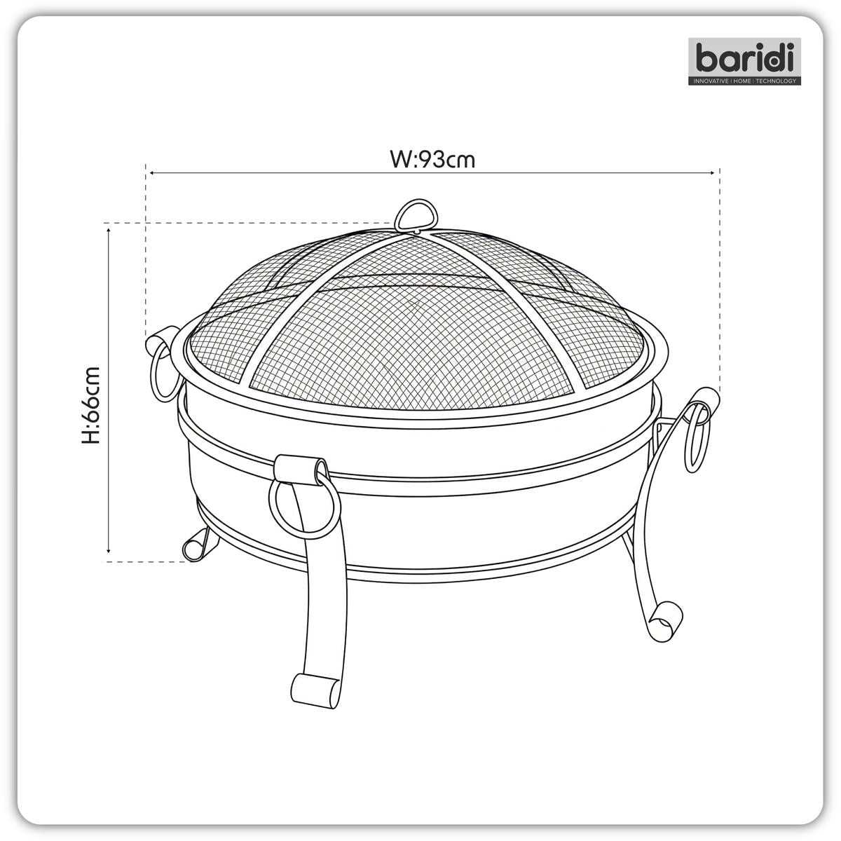 Dellonda DG237 Deluxe 2-in-1 Outdoor Fire Pit/Coffee Table with Drawstring Cover 93cm Antique Bronze Effect | Water Resistant, Drawstring, Safety